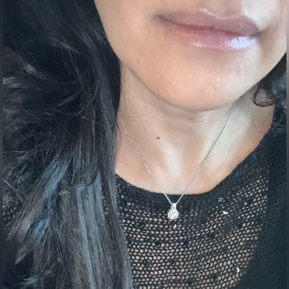 New Simulated Diamonds 925 Sterling Silver Round Sparkling Pave Pendant Necklace - Picture 8 of 8